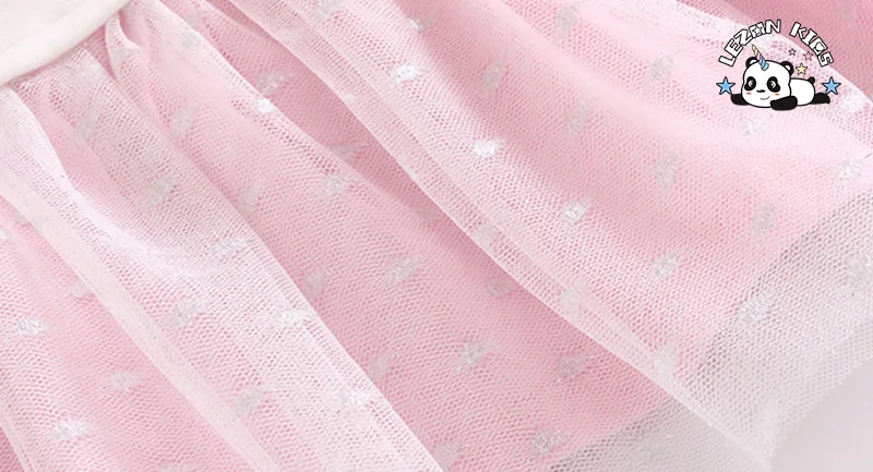 LEZONKIDS - Custom Sweet Kids Clothing Pink Double Layer Tulle Unicorn Embroidery Baby Girl Dress
